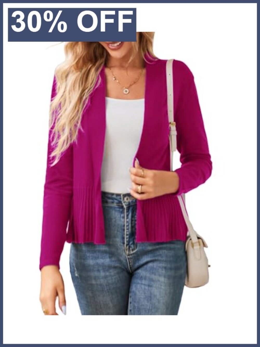 Lightweight Peplum Open Front Cropped Cardigan Long Sleeve Knit Top